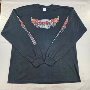 Gildan Bimbo's Motorcycle Long Sleeve Graphic‎ Tee Biker Flames XL